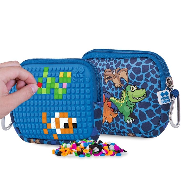 Pixie Crew, Dinozaury, saszetka, kosmetyczka, niebieski panel