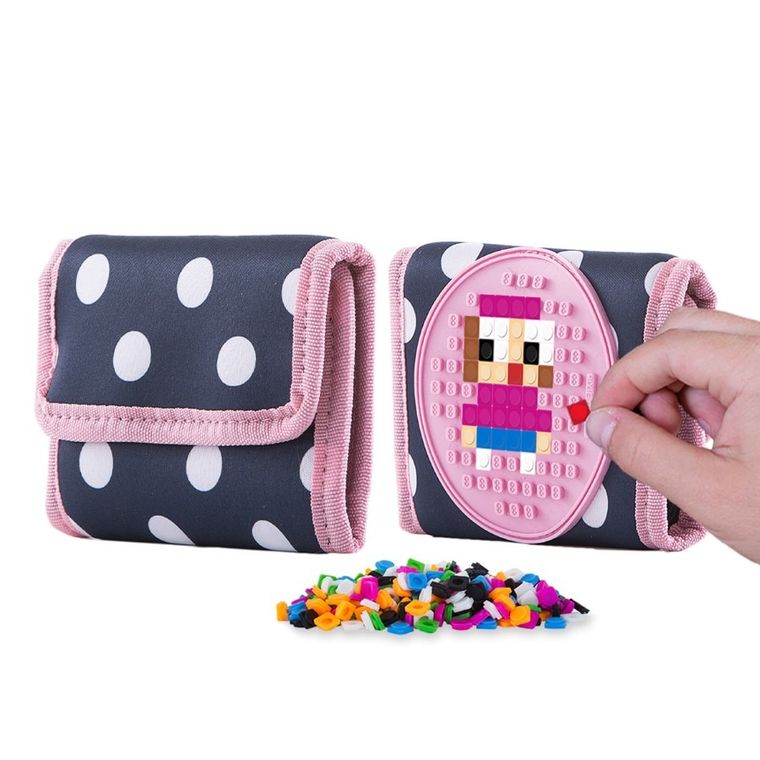 Pixie Crew, portfel na rzep, kropki, różowy panel