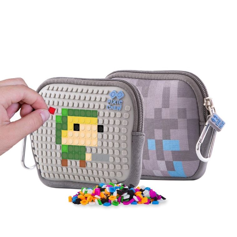 Pixie Crew, saszetka, kosmetyczka, kratka, szary panel