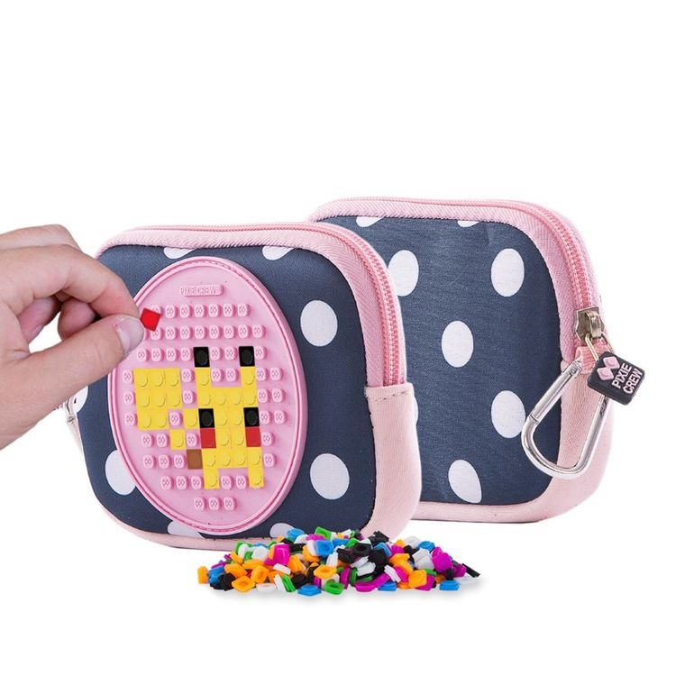 Pixie Crew, saszetka, kosmetyczka, kropki, różowy panel