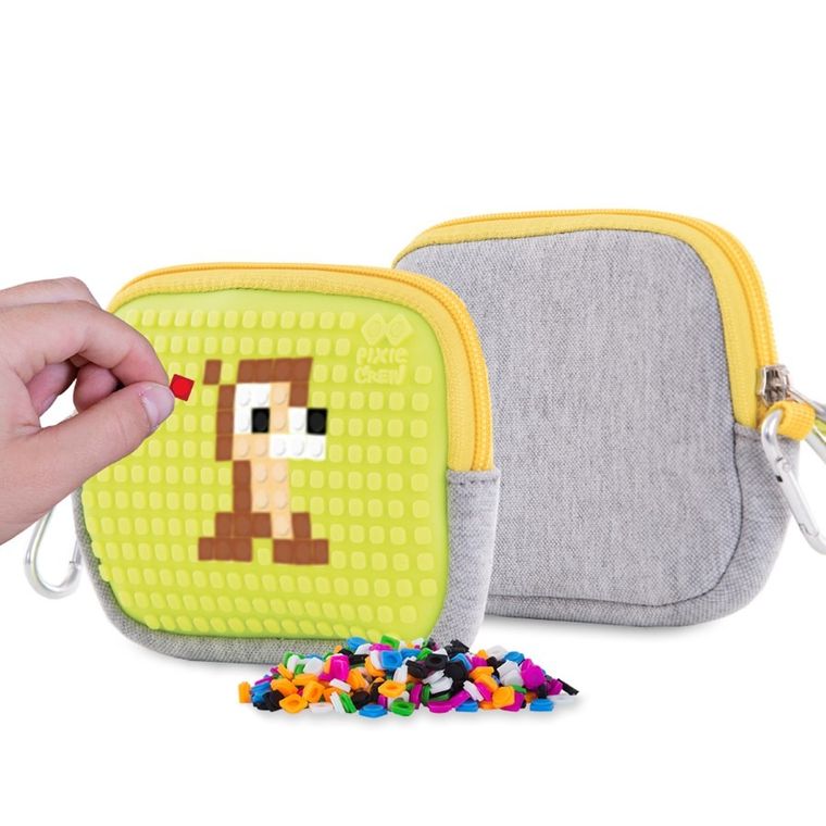 Pixie Crew, saszetka, kosmetyczka, szara, neonowy żółty panel