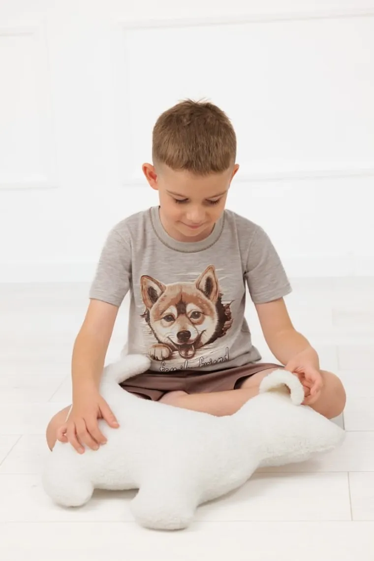 Piżama chłopięca, brązowa, Shiba, Italian Fashion