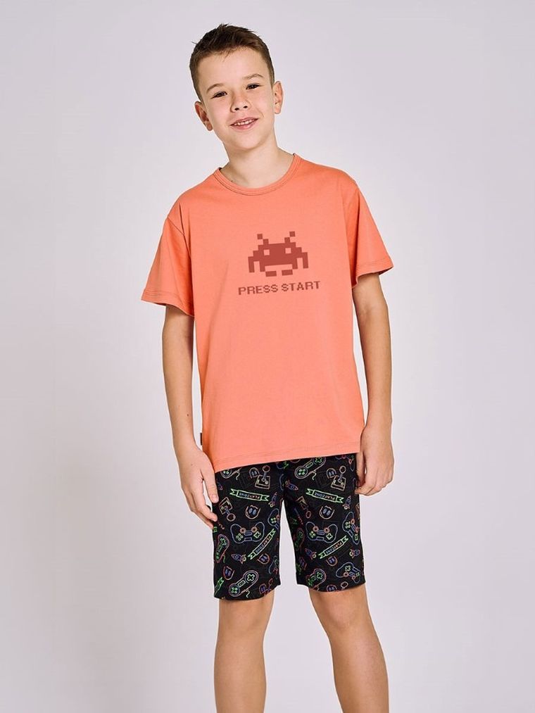 Piżama chłopięca, pomarańczowo-czarna, Taro