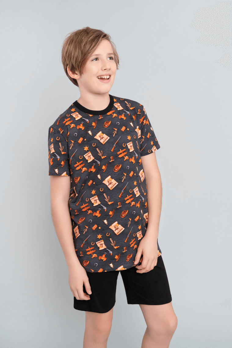 Piżama chłopięca, szaro-czarna, Western, Italian Fashion