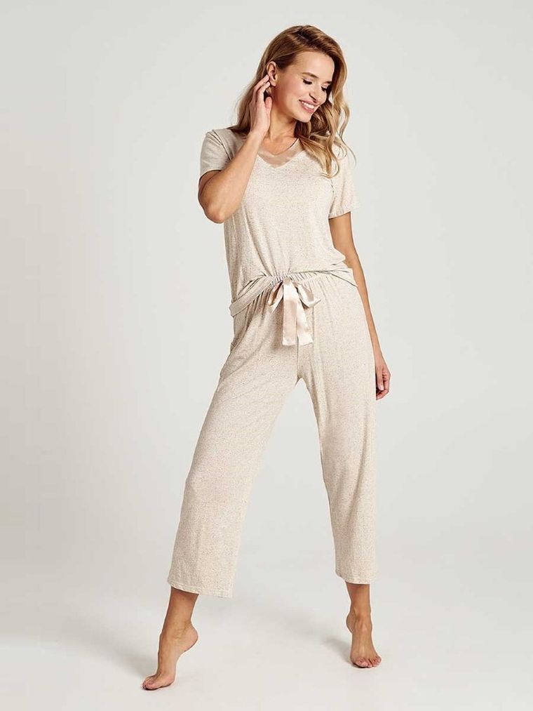 Piżama damska, beżowa Taro