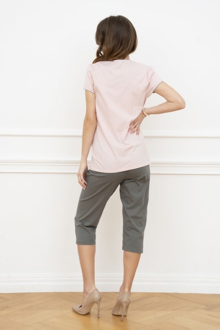 Piżama damska, ciążowa, różowo-szara, Felicita, Italian Fashion