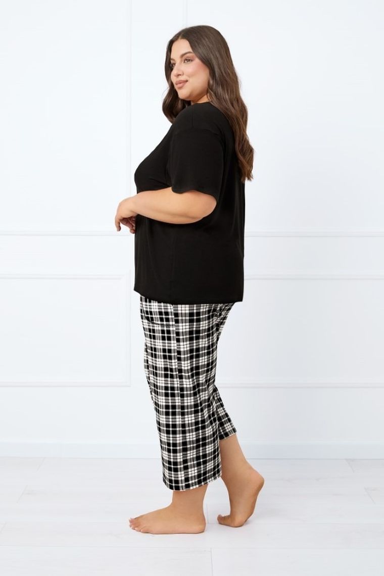Piżama damska, plus size, czarna, Italian Fashion