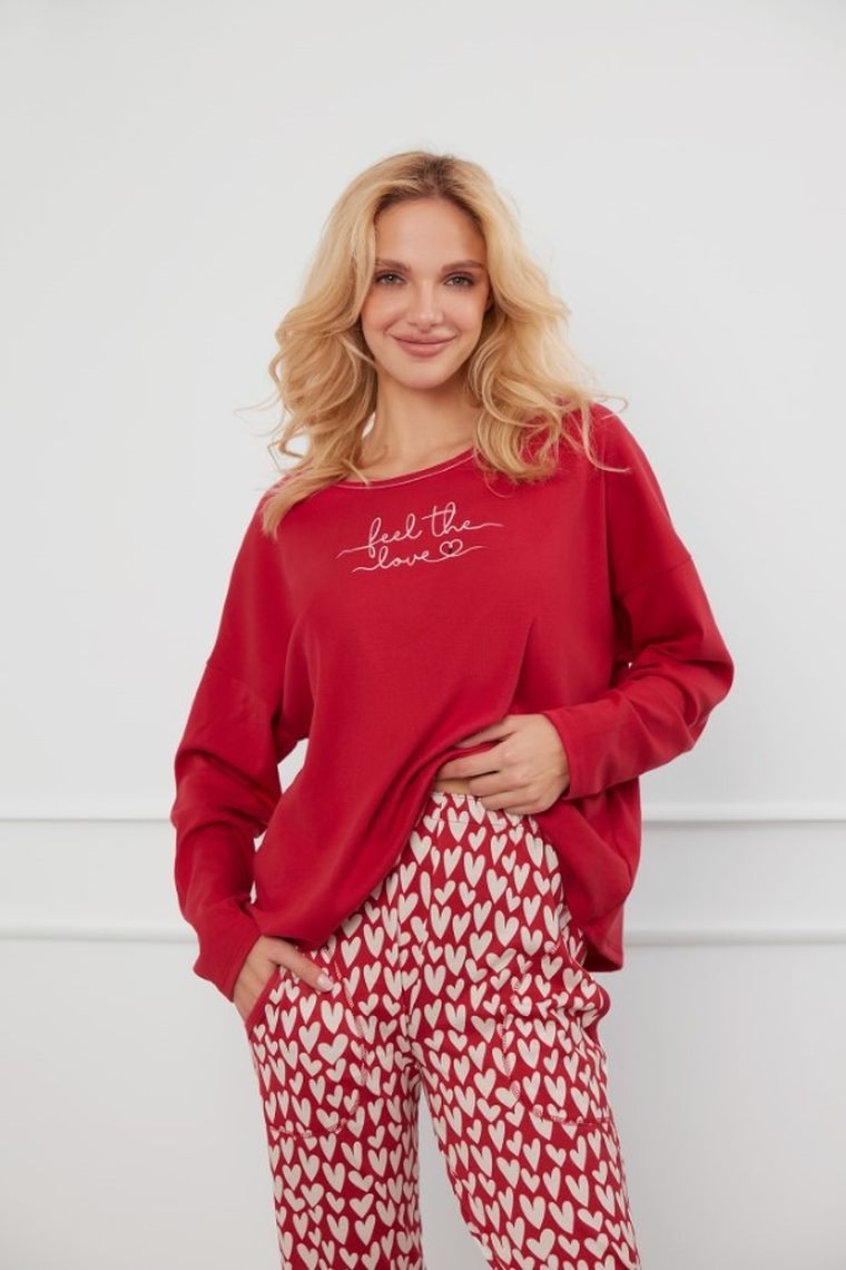 Piżama damska, plus size, czerwona, Evora, Italian Fashion