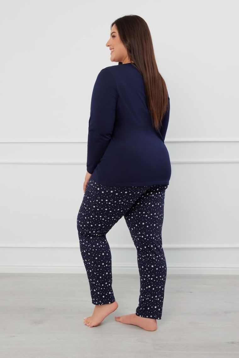 Piżama damska, plus size, granatowa, Italian Fashion