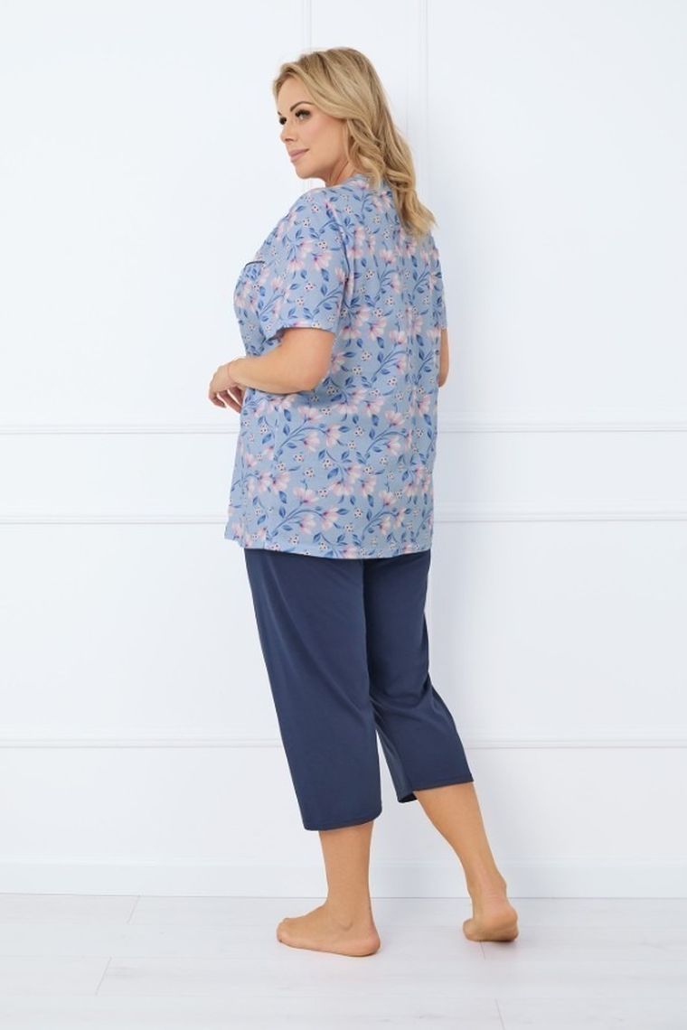 Piżama damska, plus size, niebieska, Italian Fashion