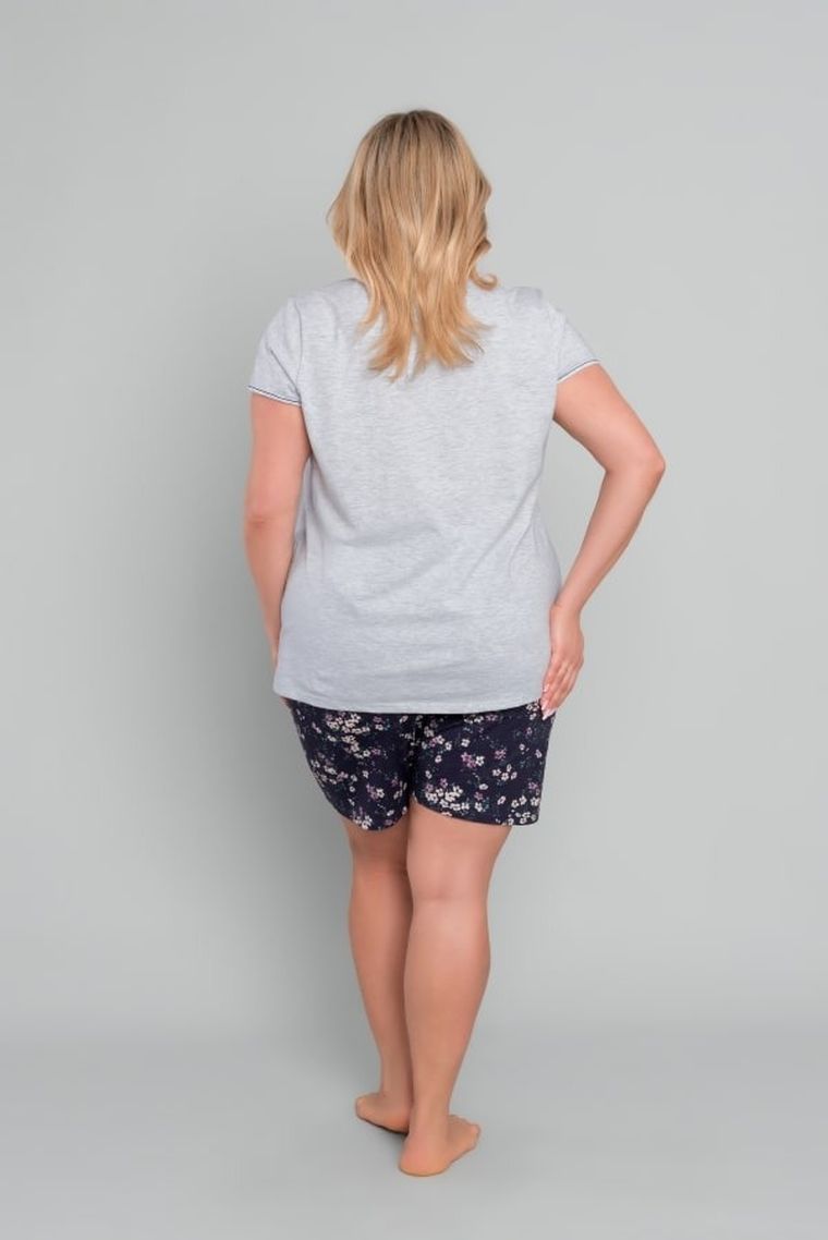 Piżama damska, plus size, szaro-granatowa, Celestina, Italian Fashion
