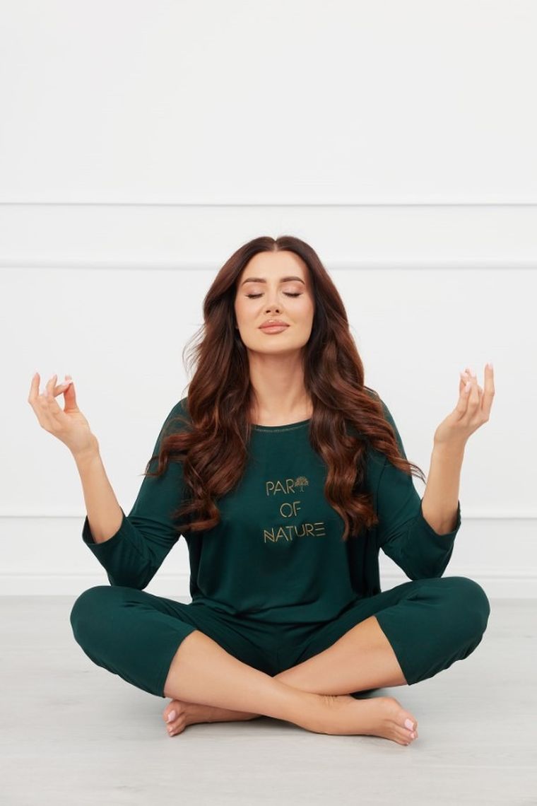 Piżama damska, zielona, Natura, Italian Fashion