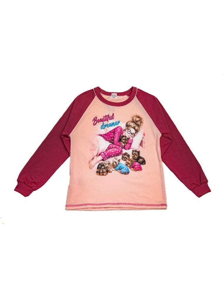 Piżama dziewczęca, ciemnoróżowa, Tup Tup