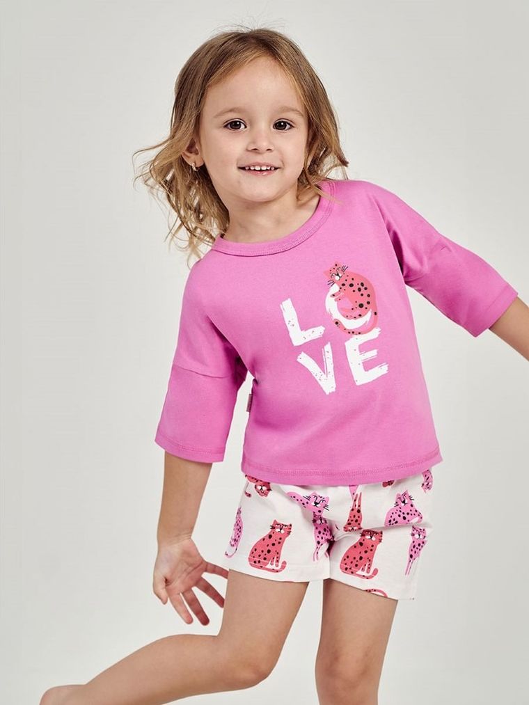 Piżama dziewczęca, różowo-biała, Taro