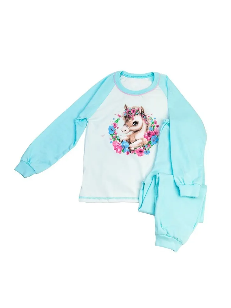 Piżama dziewczęca, turkusowa, Tup Tup