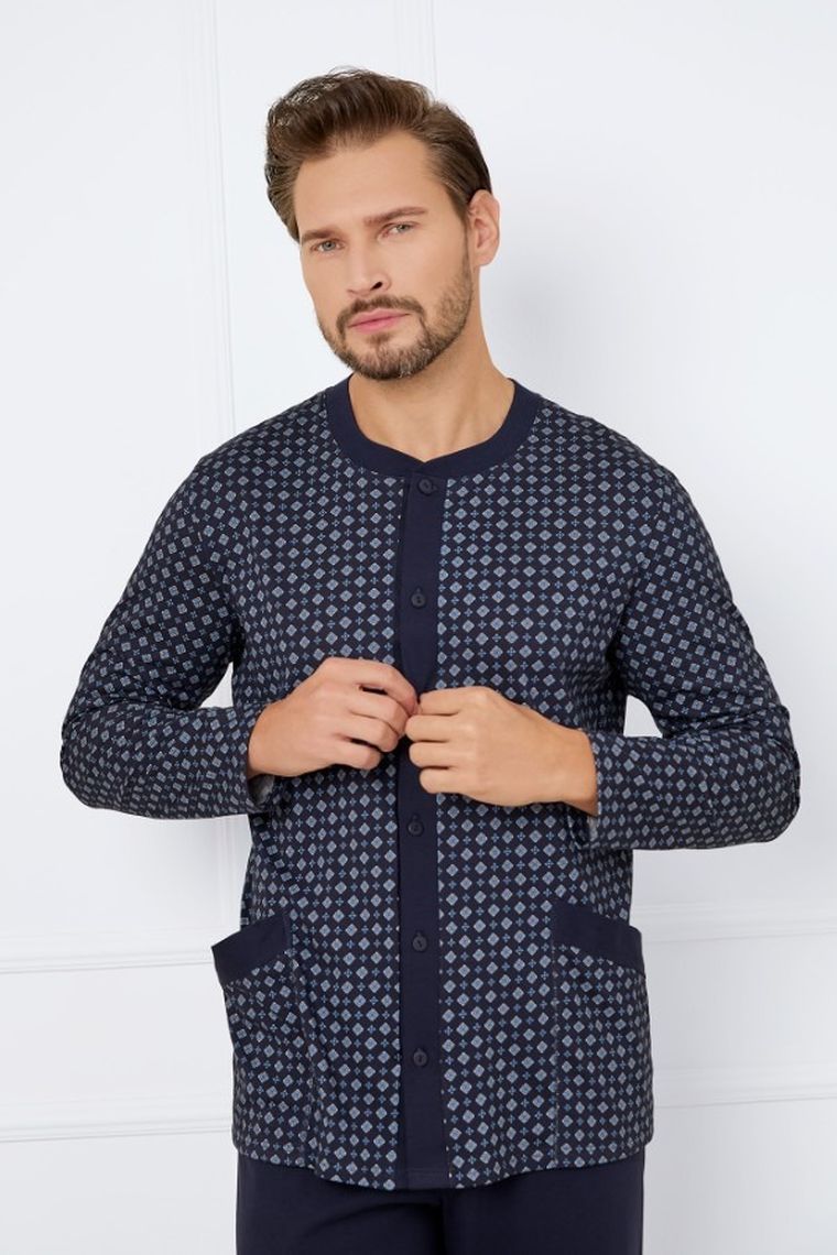 Piżama męska, granatowa, Italian Fashion