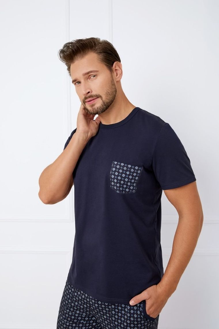 Piżama męska, granatowa, Italian Fashion
