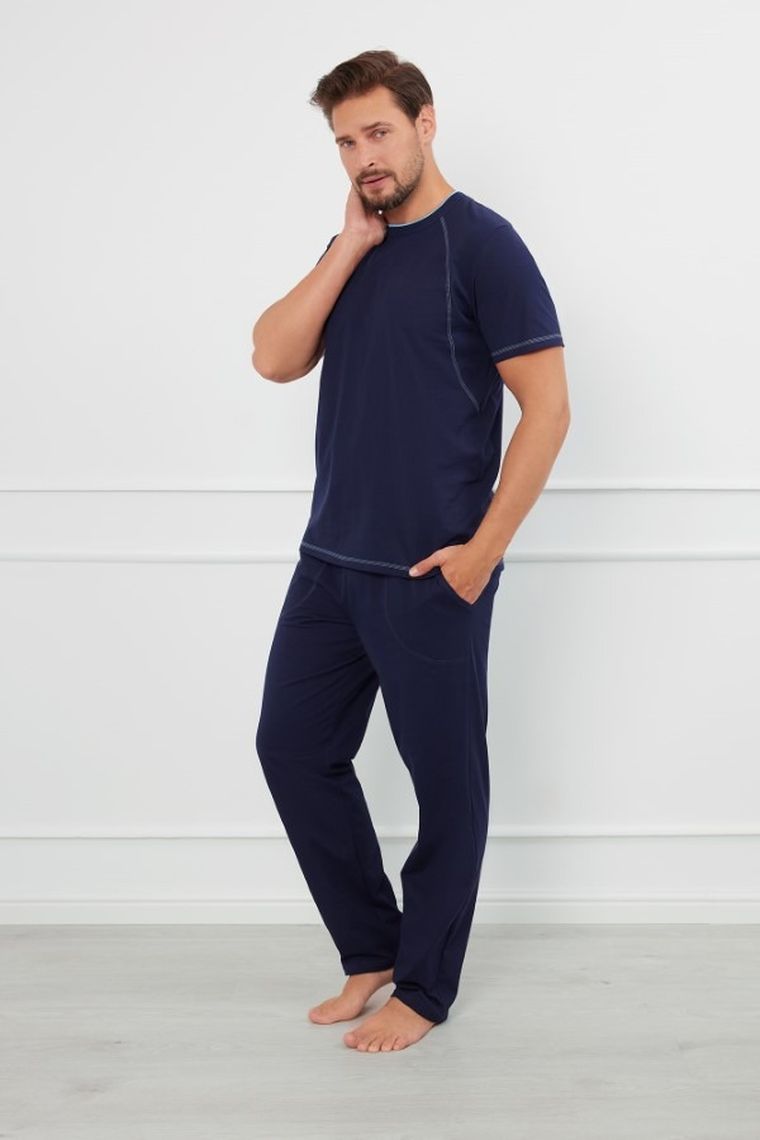 Piżama męska, granatowa, Salomon, Italian Fashion