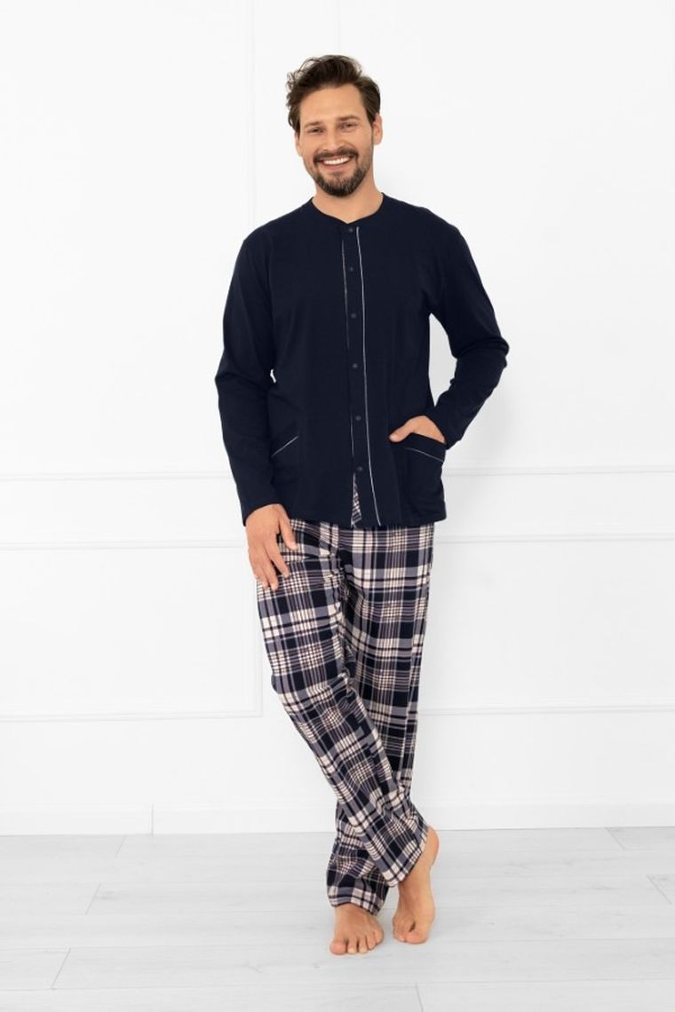 Piżama męska, granatowa, Sambor, Italian Fashion