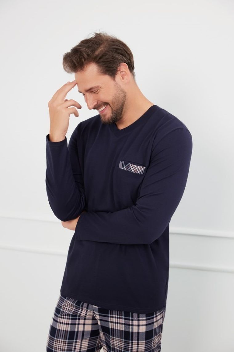 Piżama męska, plus size, granatowa, Edwin, Italian Fashion