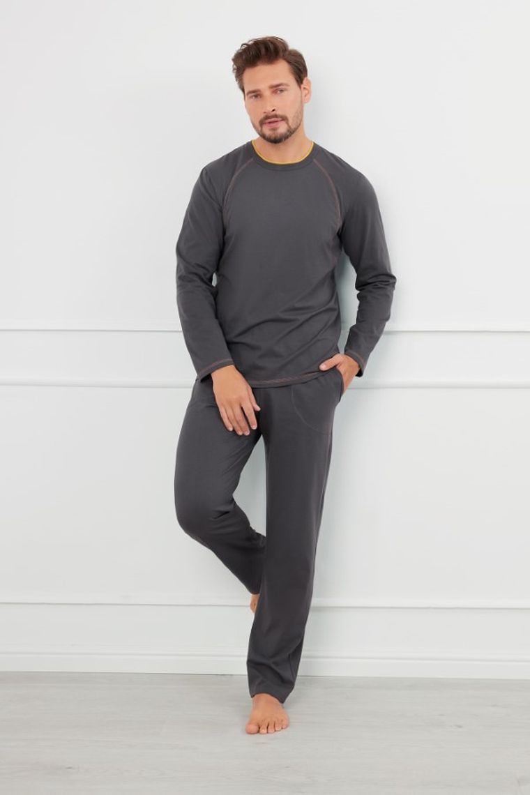 Piżama męska, plus size, szara, Italian Fashion