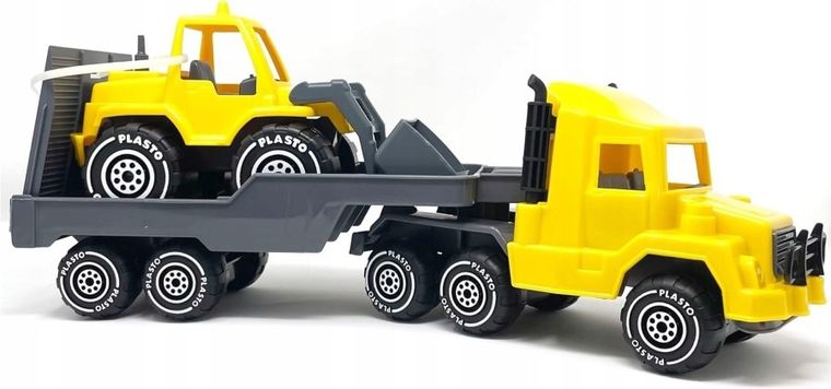 Plasto, holownik laweta z koparką, pojazdy budowlane, 47 cm