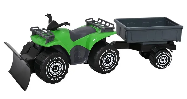 Plasto, Quad z przyczepką, jeździk, zielony, 52 cm