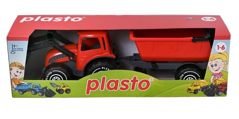 Plasto, traktor z ładowaczem i przyczepką, 57 cm