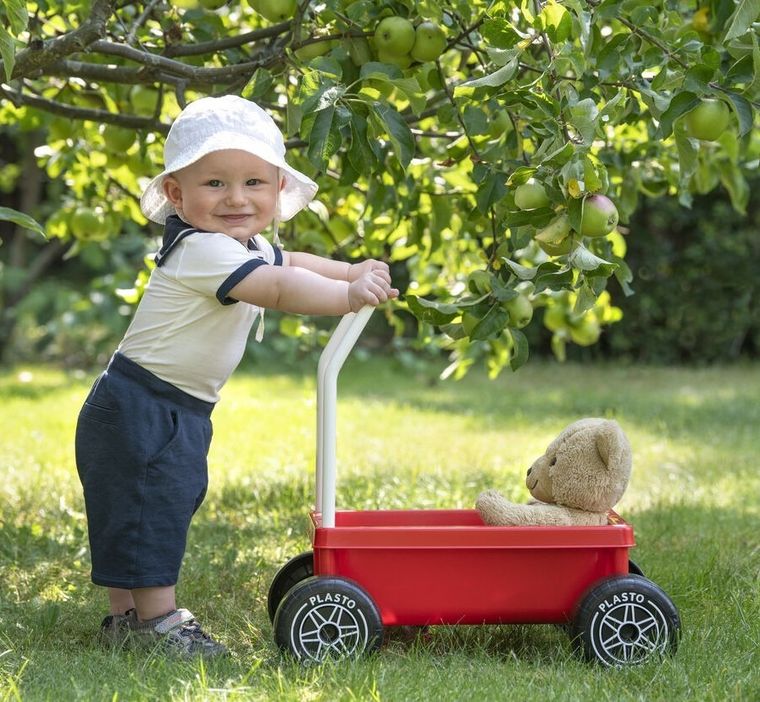 Plasto, wózek chodzik z cichymi kołami, czerwony