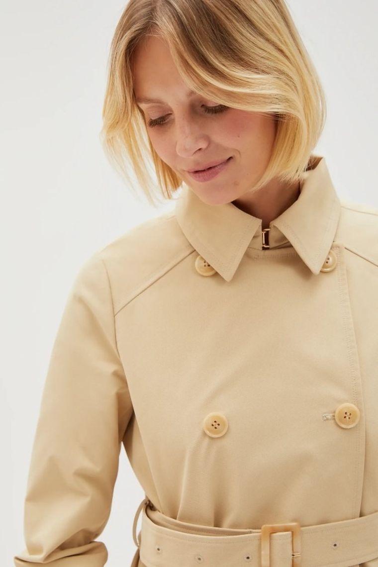 Płaszcz damski, beżowy, Moodo