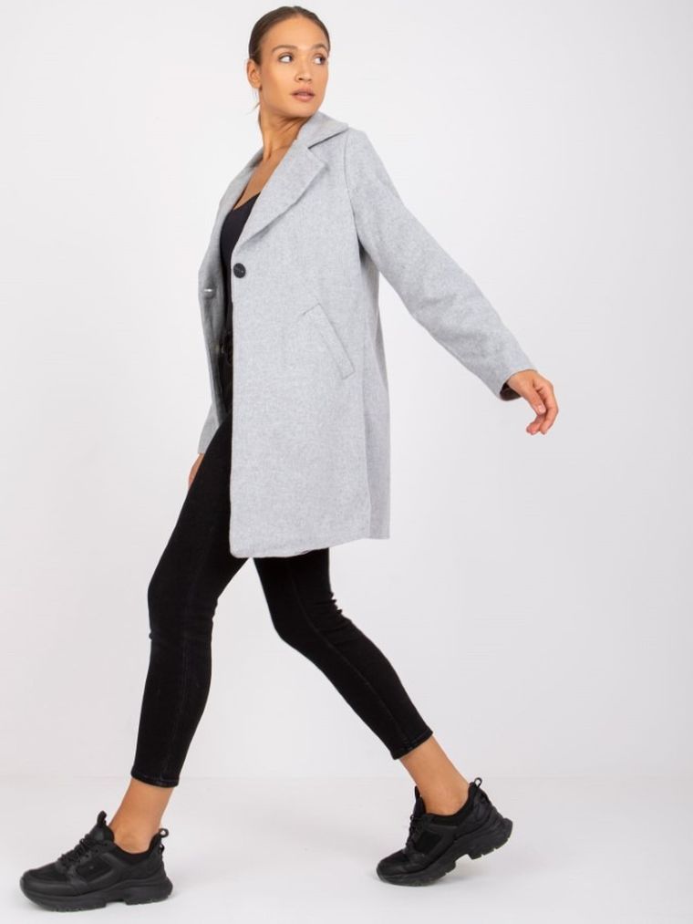 Płaszcz damski, szary, Rue Paris