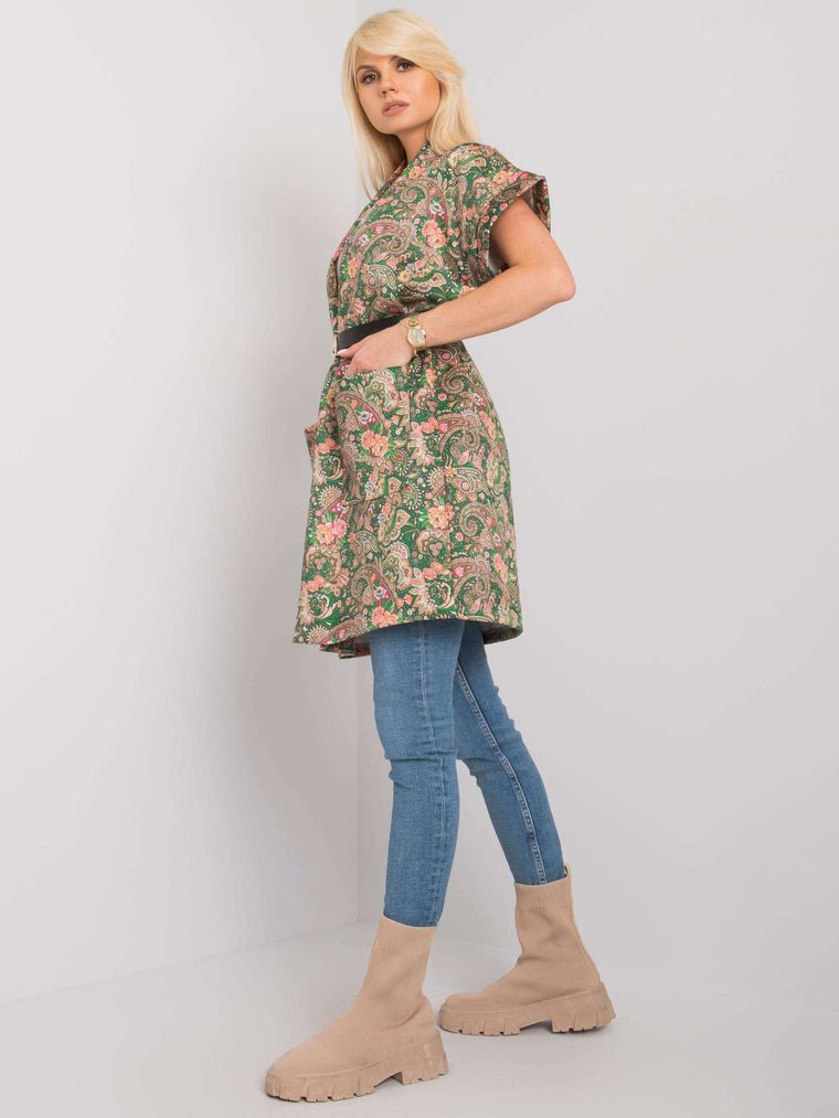 Płaszcz damski, zielony, Italy Moda