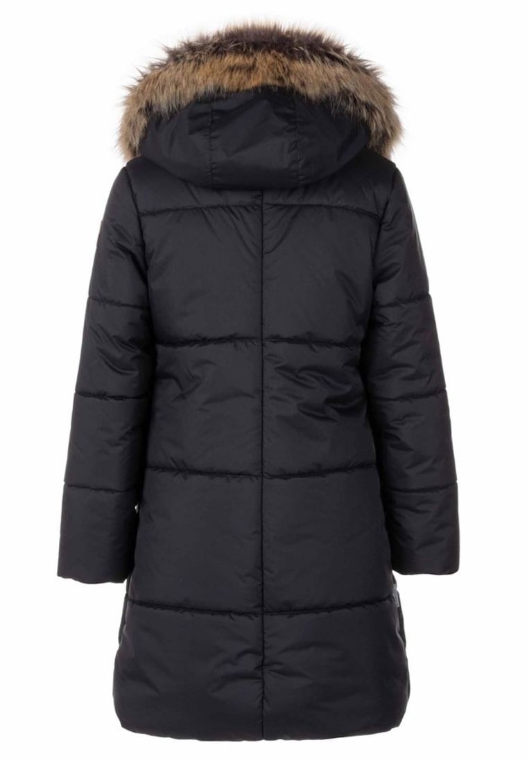 Płaszcz dziewczęcy z kapturem, czarny, Lenne