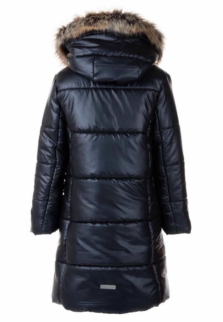 Płaszcz dziewczęcy z kapturem, granatowy, Lenne