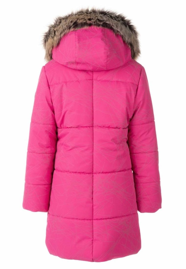 Płaszcz dziewczęcy z kapturem, różowy, Lenne