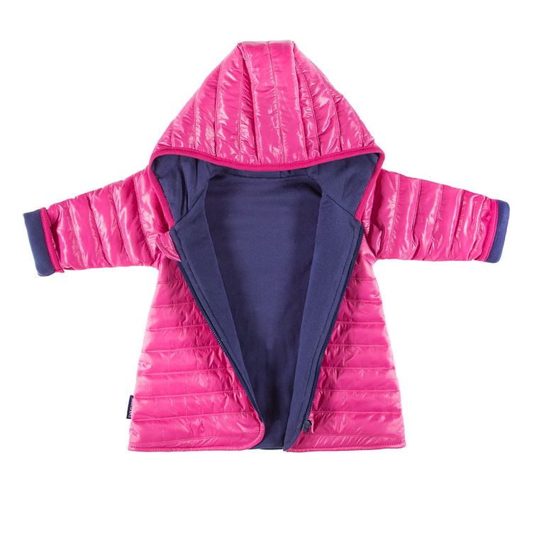 Płaszcz dziewczęcy z kapturem, różowy, pikowany, Eevi