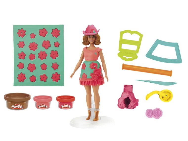 Play-Doh, Barbie Projektantka, Kwiaty i frędzle, zestaw kreatywny z lalką