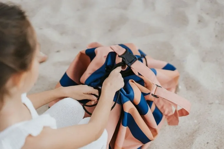 Play&Go, Outdoor, worek na zabawki i mata do zabawy, Mokka Strip, 140 cm