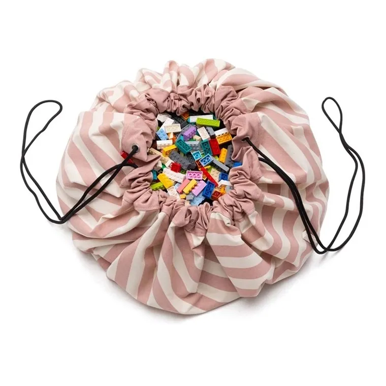 Play&Go, worek na zabawki i mata do zabawy, Stripes Pink, 140 cm