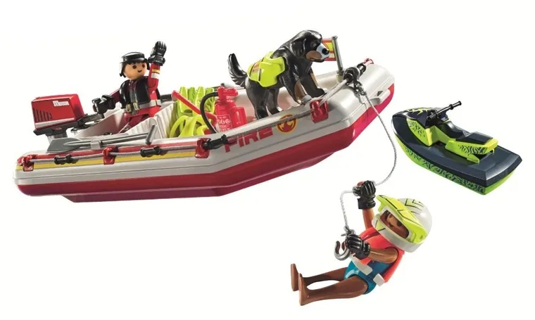 Playmobil, Action Heroes, Łódz straży pożarnej ze skuterem wodnym, 71464
