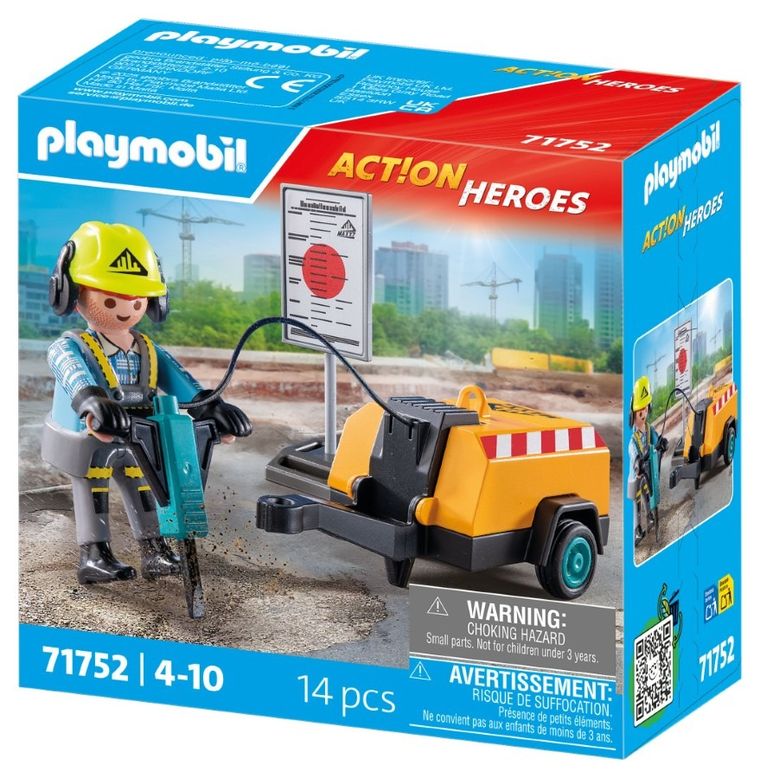 Playmobil, Action Heroes, Pracownik budowlany z młotem pneumatycznym, 71752