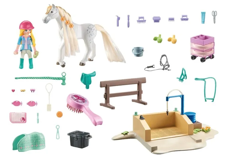 Playmobil, Horses of Waterfall, Isabella i Lioness z myjnią dla koni, 71354