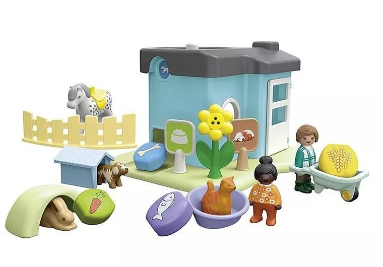 Playmobil, Junior, Hotel dla zwierząt z dozownikiem pokarmu, 71690