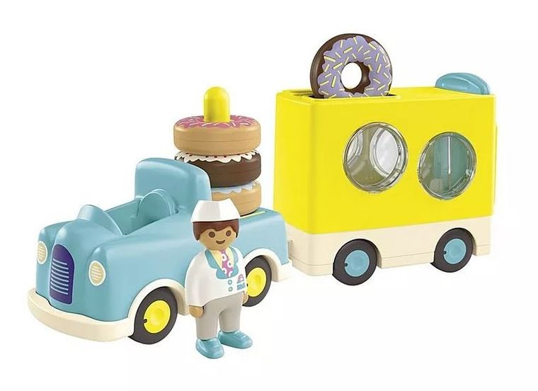 Playmobil, Junior, Szalony Donut Truck z funkcją układania i sortowania, 71702