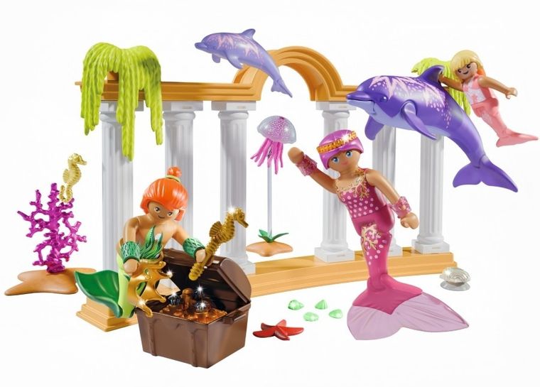 Playmobil, Princess Magic, Syrenki ze skarbem i delfinem, 71861