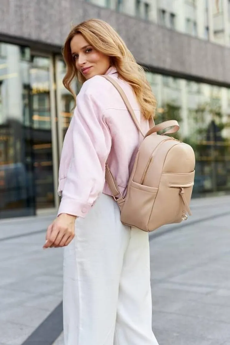 Plecak, beżowy, skóra ekologiczna, Rovicky