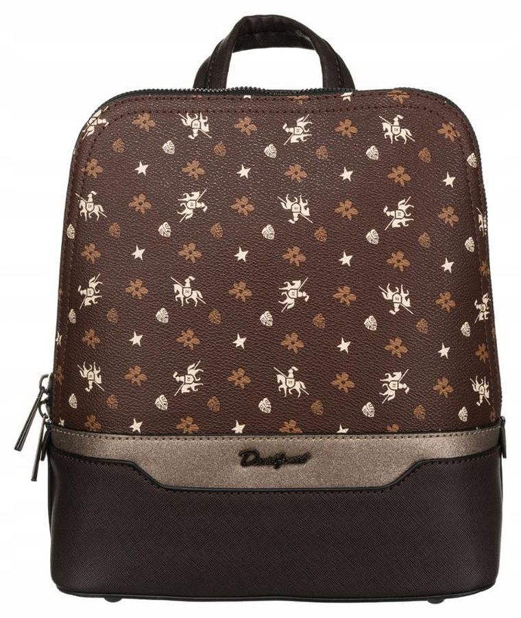 Plecak, brązowy, skóra ekologiczna, David Jones