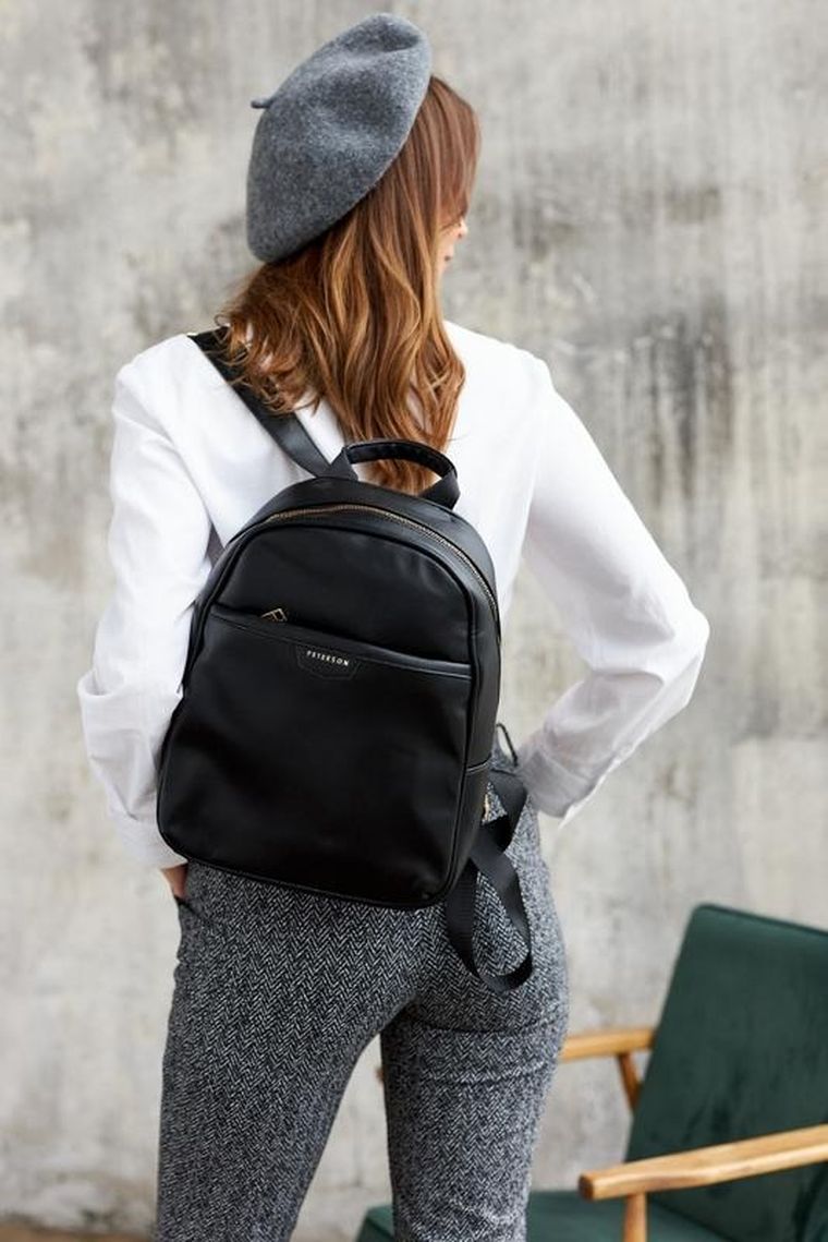 Plecak, czarny, skóra ekologiczna, Peterson