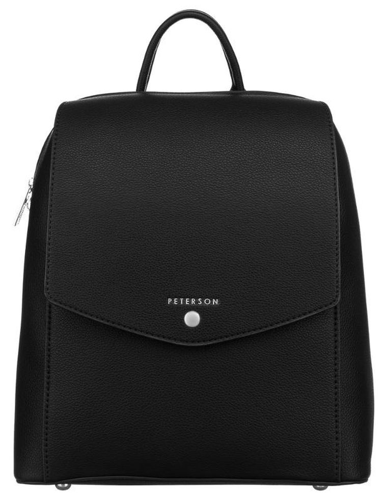 Plecak, czarny, skóra ekologiczna, Peterson