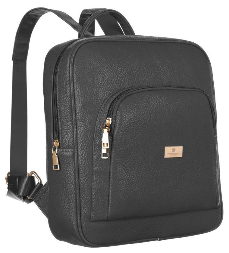 Plecak damski, szary, skóra ekologiczna, Peterson